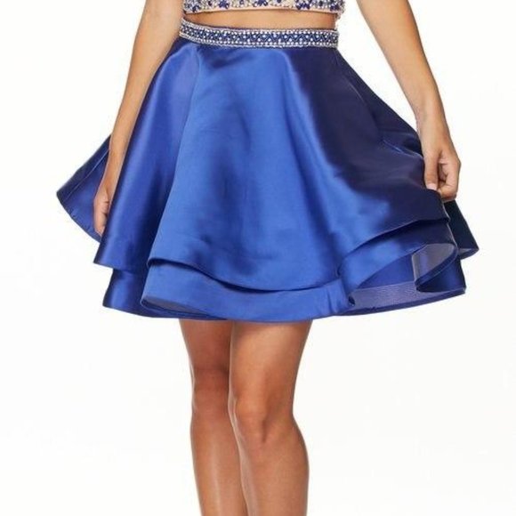 Two Piece Halter Neck Short Prom Dress JT777 - Picture 3 of 5